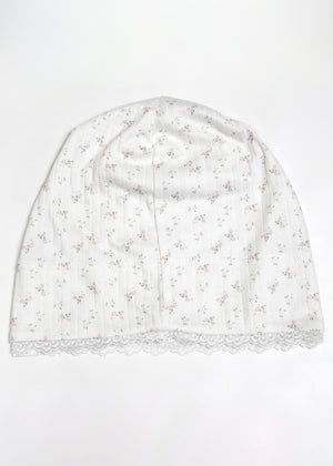 flower button lace beanie