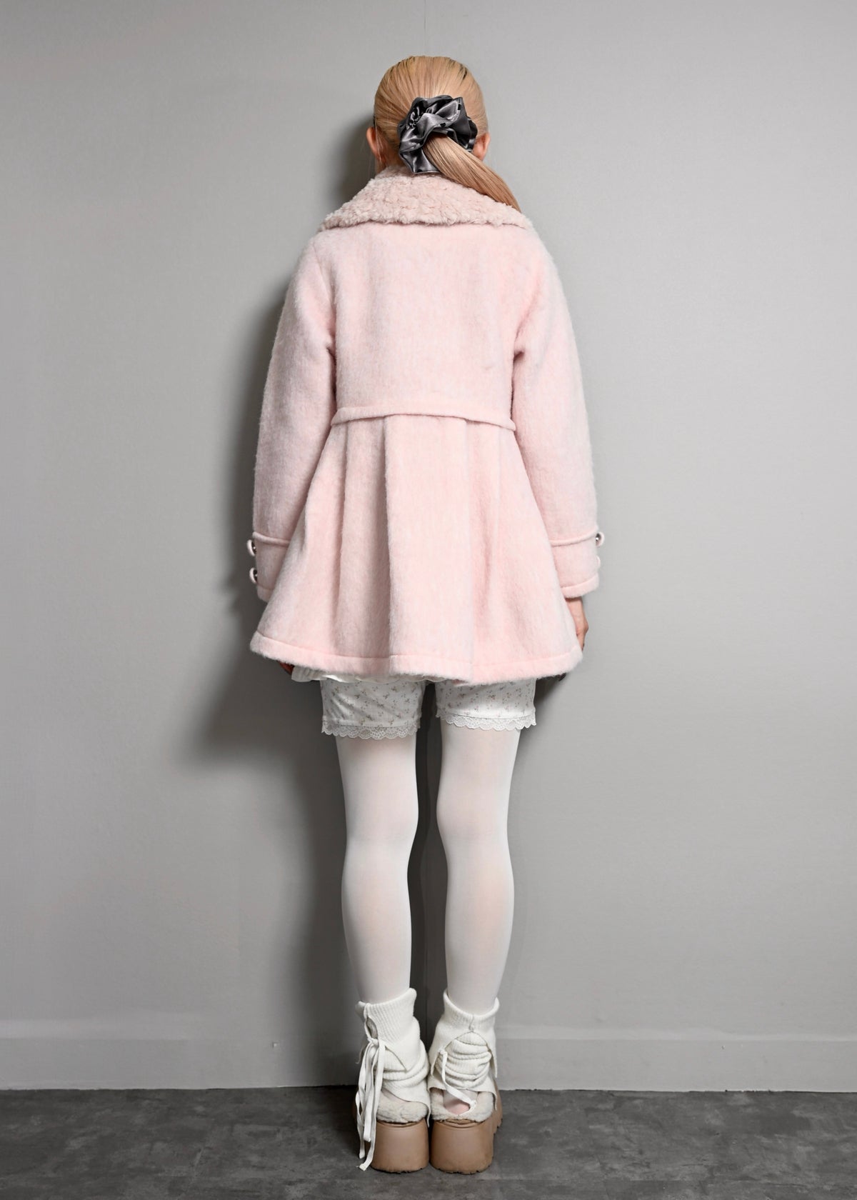 grace fur collar wool long coat