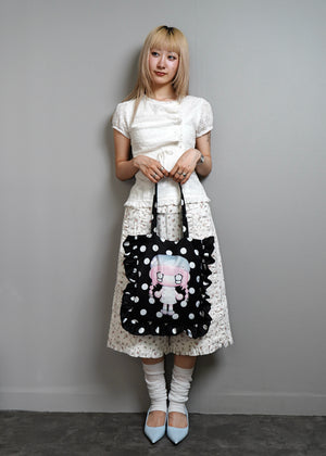 【HUHUEE】gallery girl satin frill bag