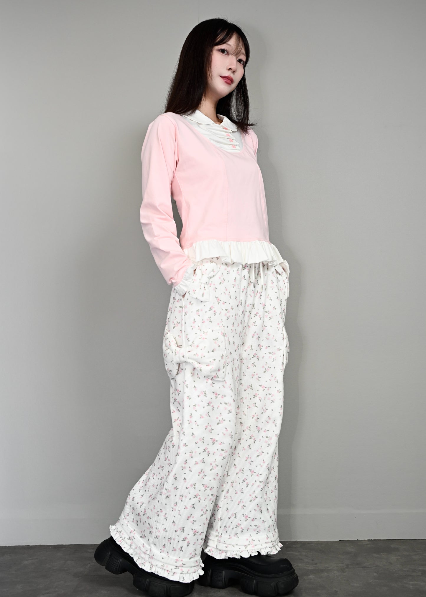 flower waffle ribbonful lounge pants