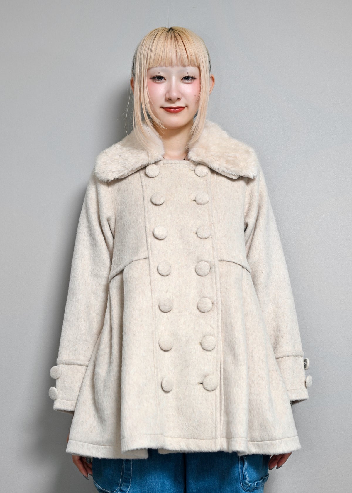 grace fur collar wool long coat