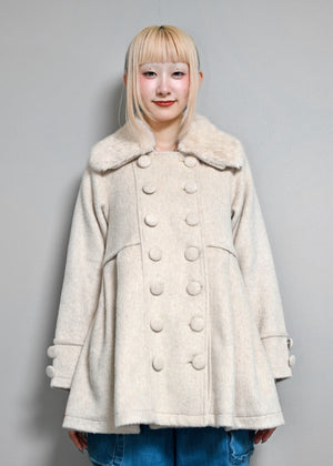 grace fur collar wool long coat