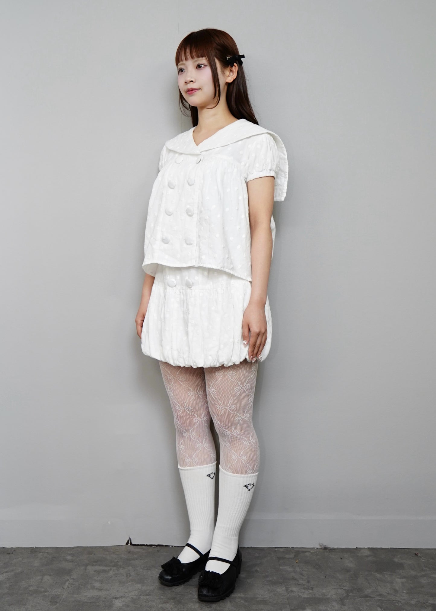 cotton dot stitch sailor blouse