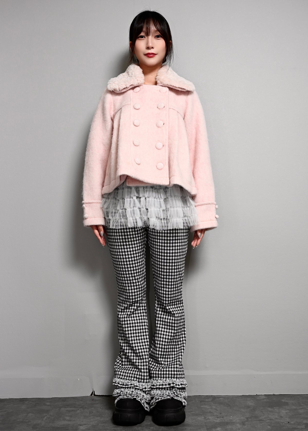 grace fur collar wool coat