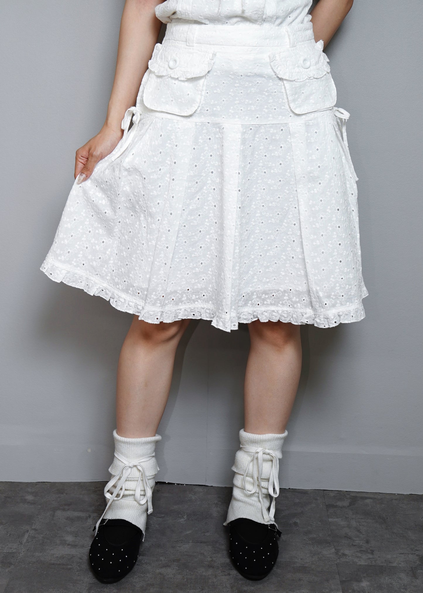 pleated cargo floral skirt