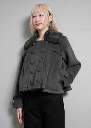 grace fur collar wool coat