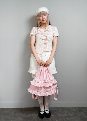 dot frill knapsack-pink&blue