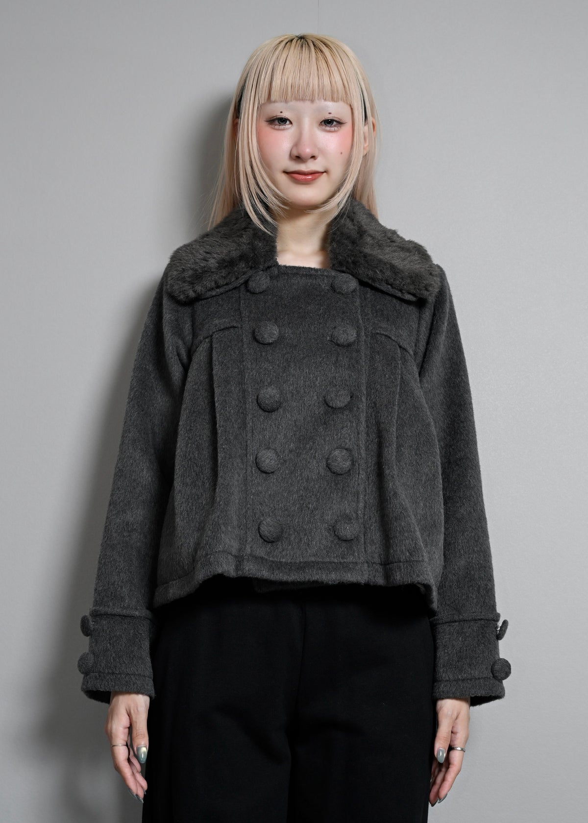 grace fur collar wool coat