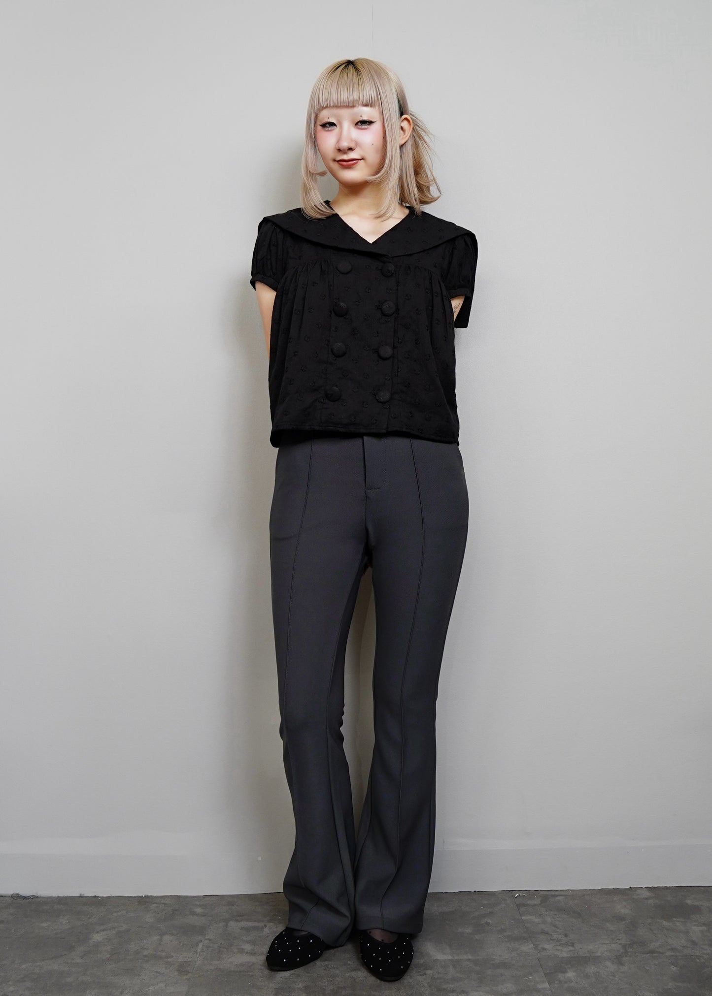 cotton dot stitch sailor blouse