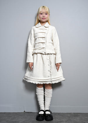 button frill tweed skirt