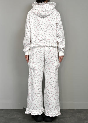flower waffle ribbonful zip hoodie