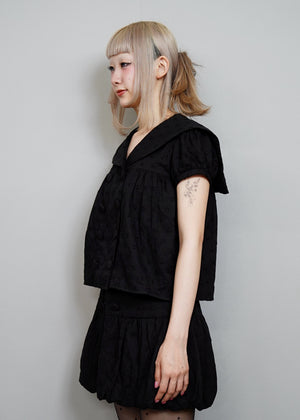 cotton dot stitch sailor blouse