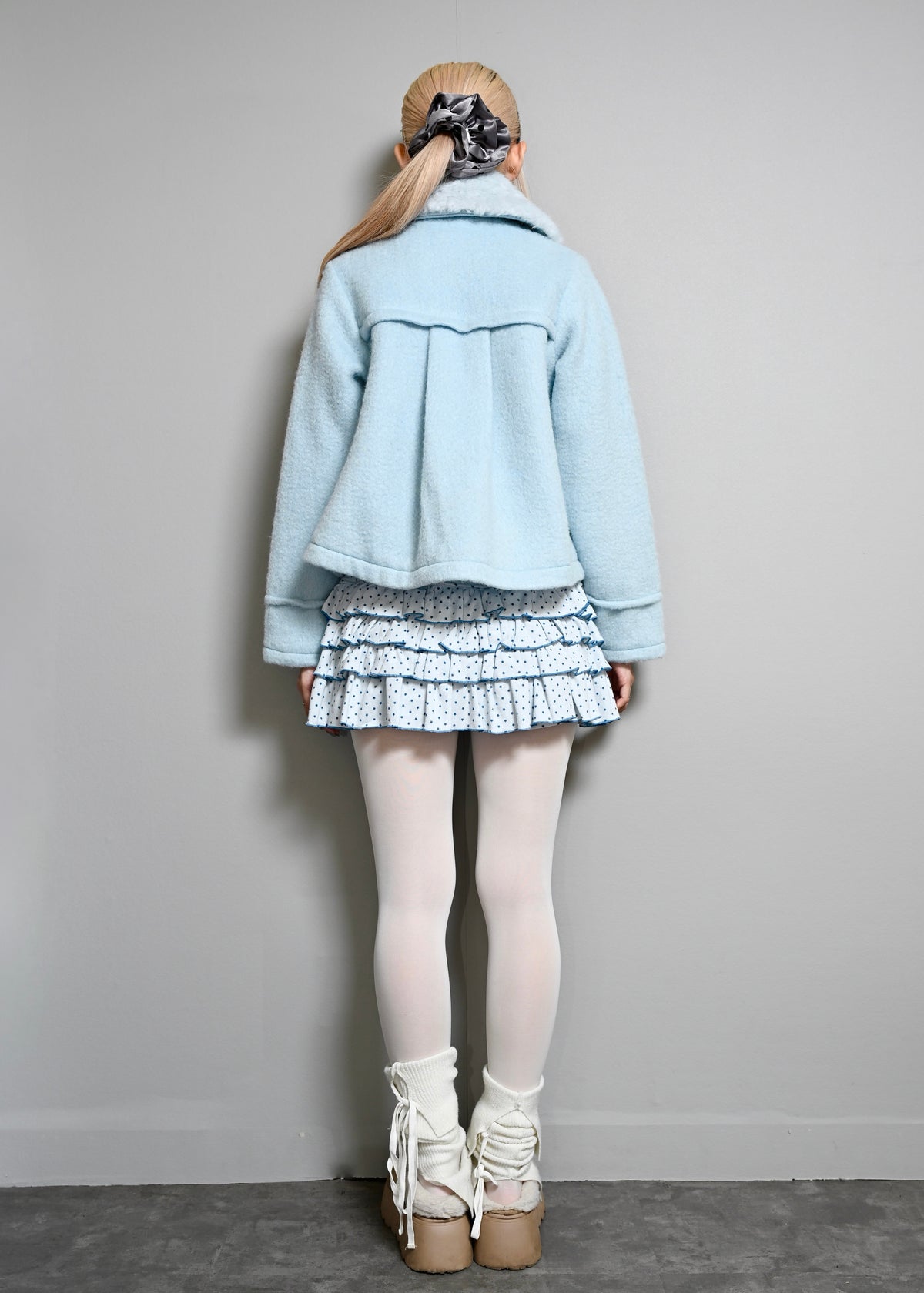 grace fur collar wool coat
