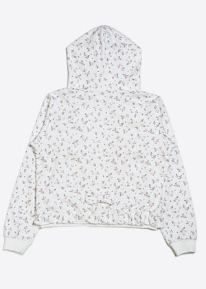 flower waffle ribbonful zip hoodie