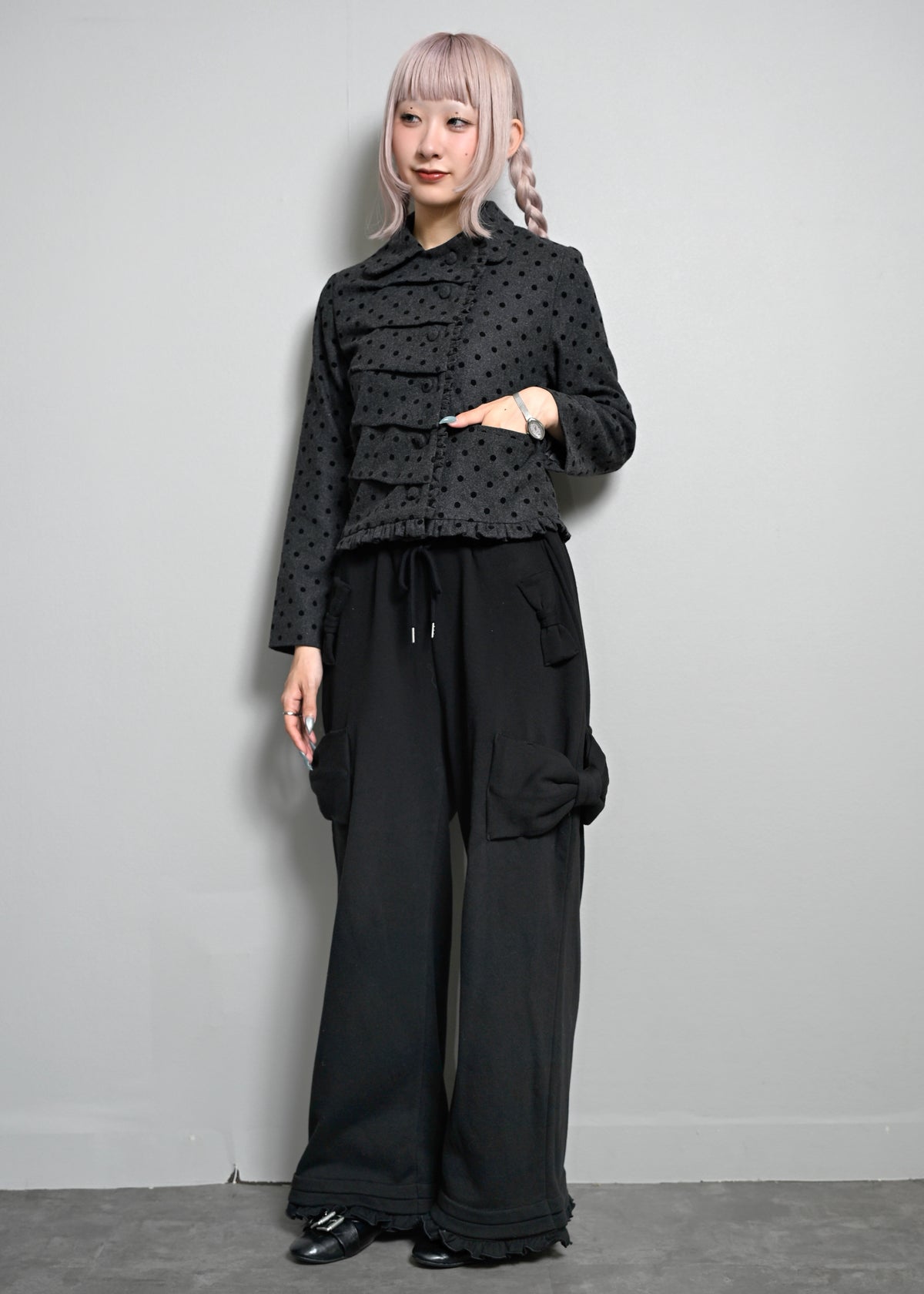 button up wool dot jacket
