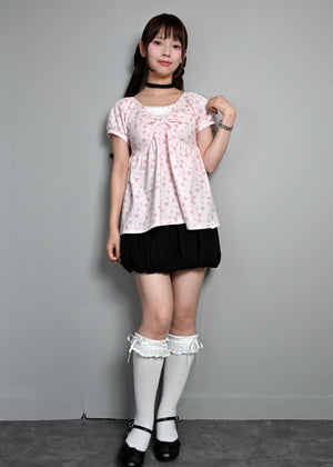 【8月初旬発送】flower waffle ribbon tunic