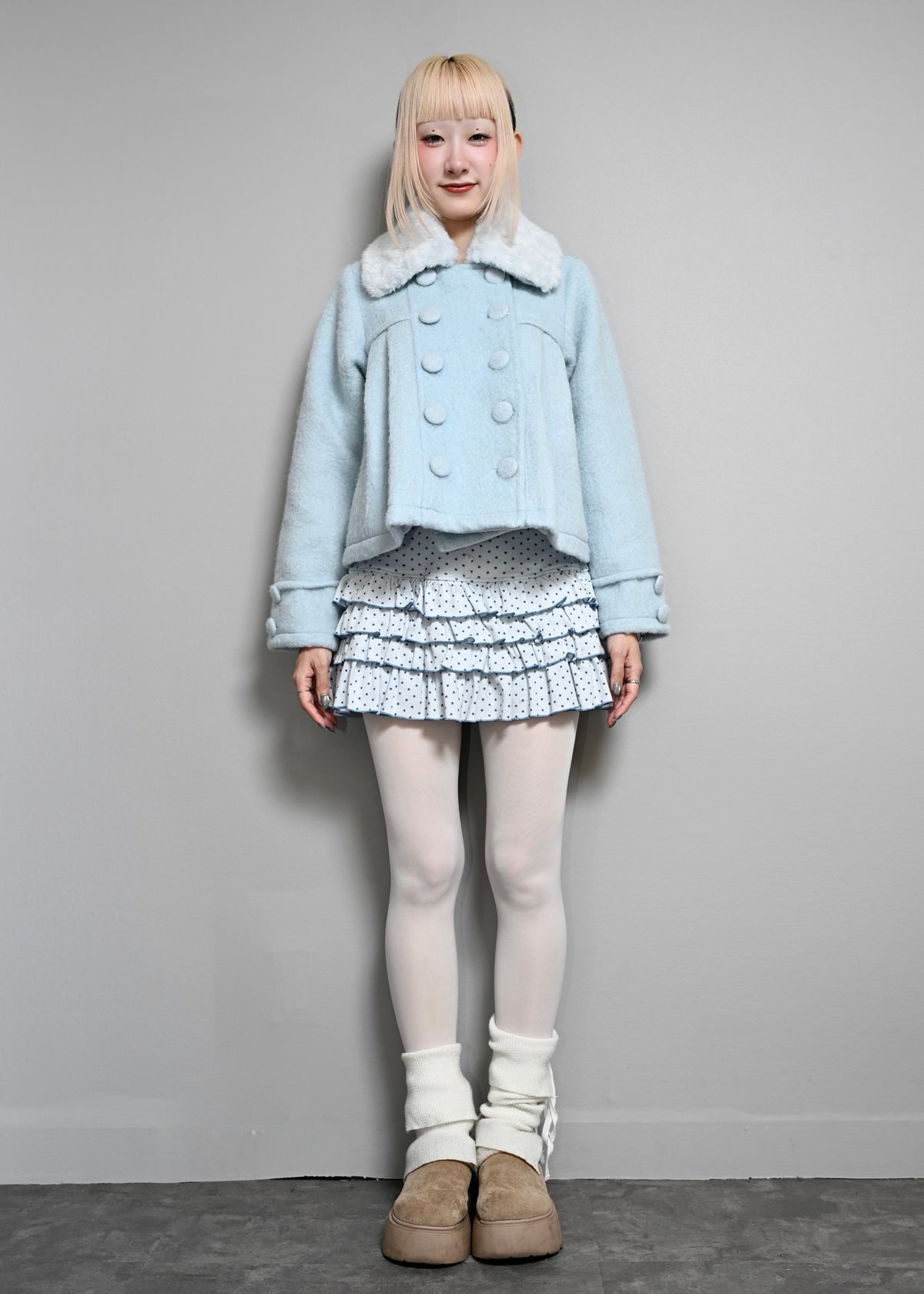 grace fur collar wool coat