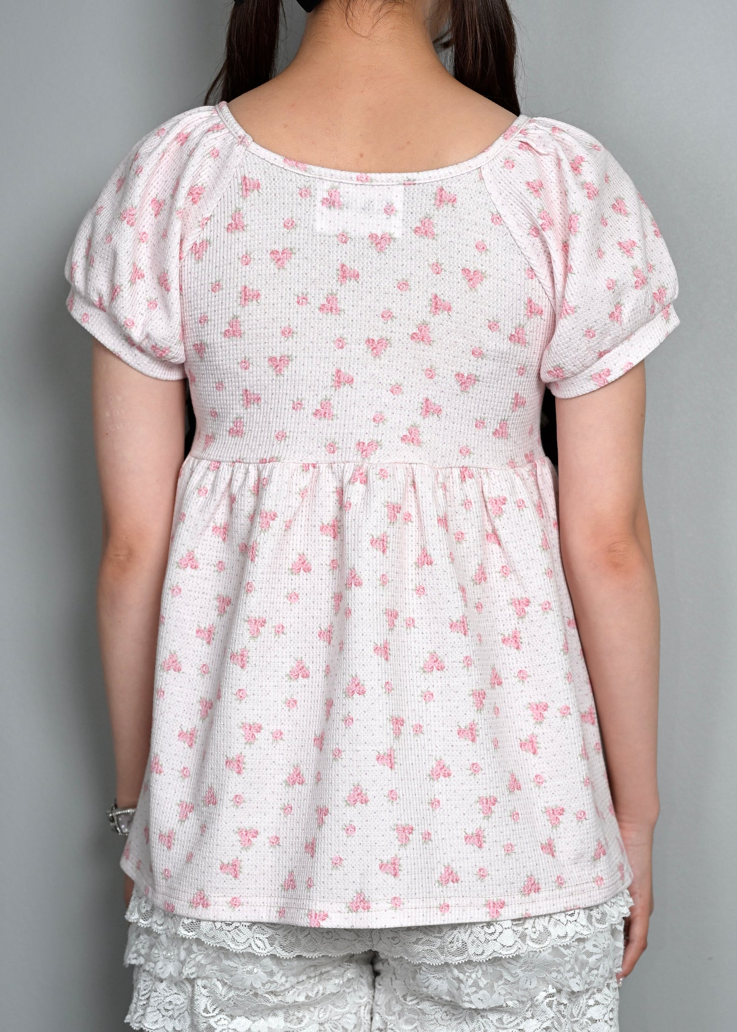 【8月初旬発送】flower waffle ribbon tunic