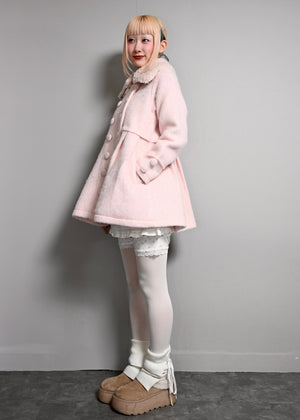 grace fur collar wool long coat