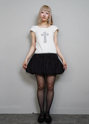 cotton dot stitch balloon skirt