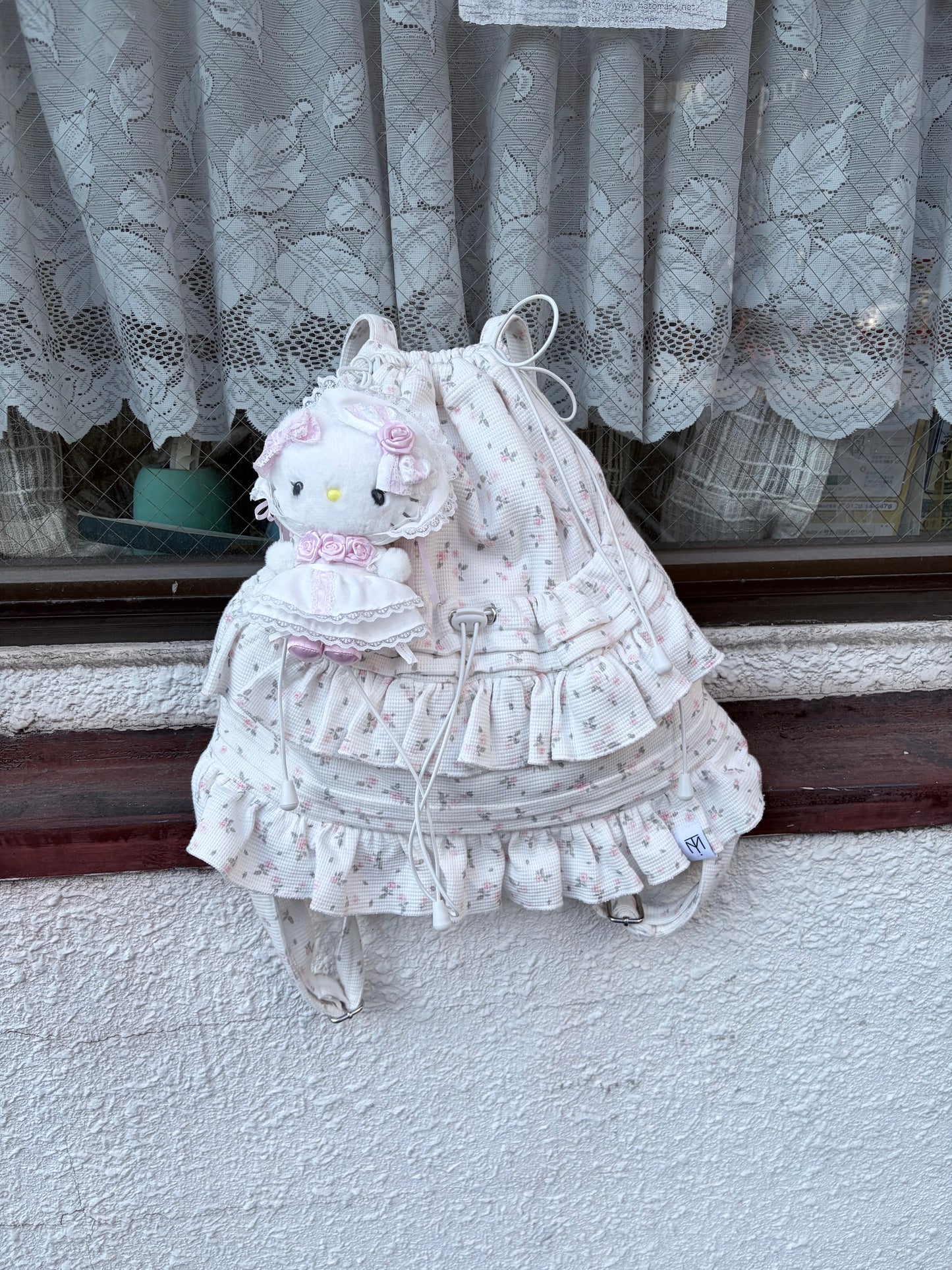 flower waffle frill knapsack