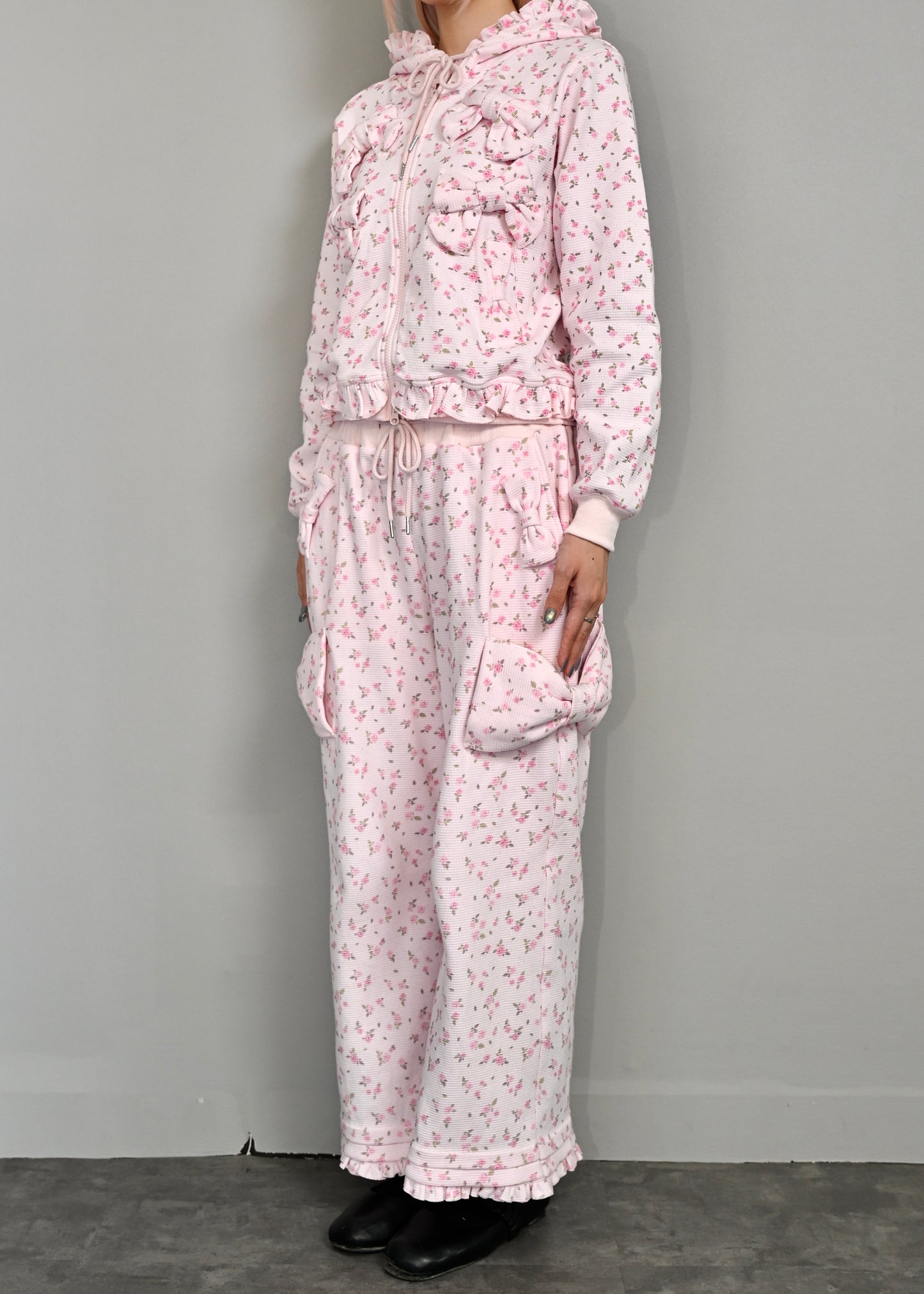 flower waffle ribbonful lounge pants
