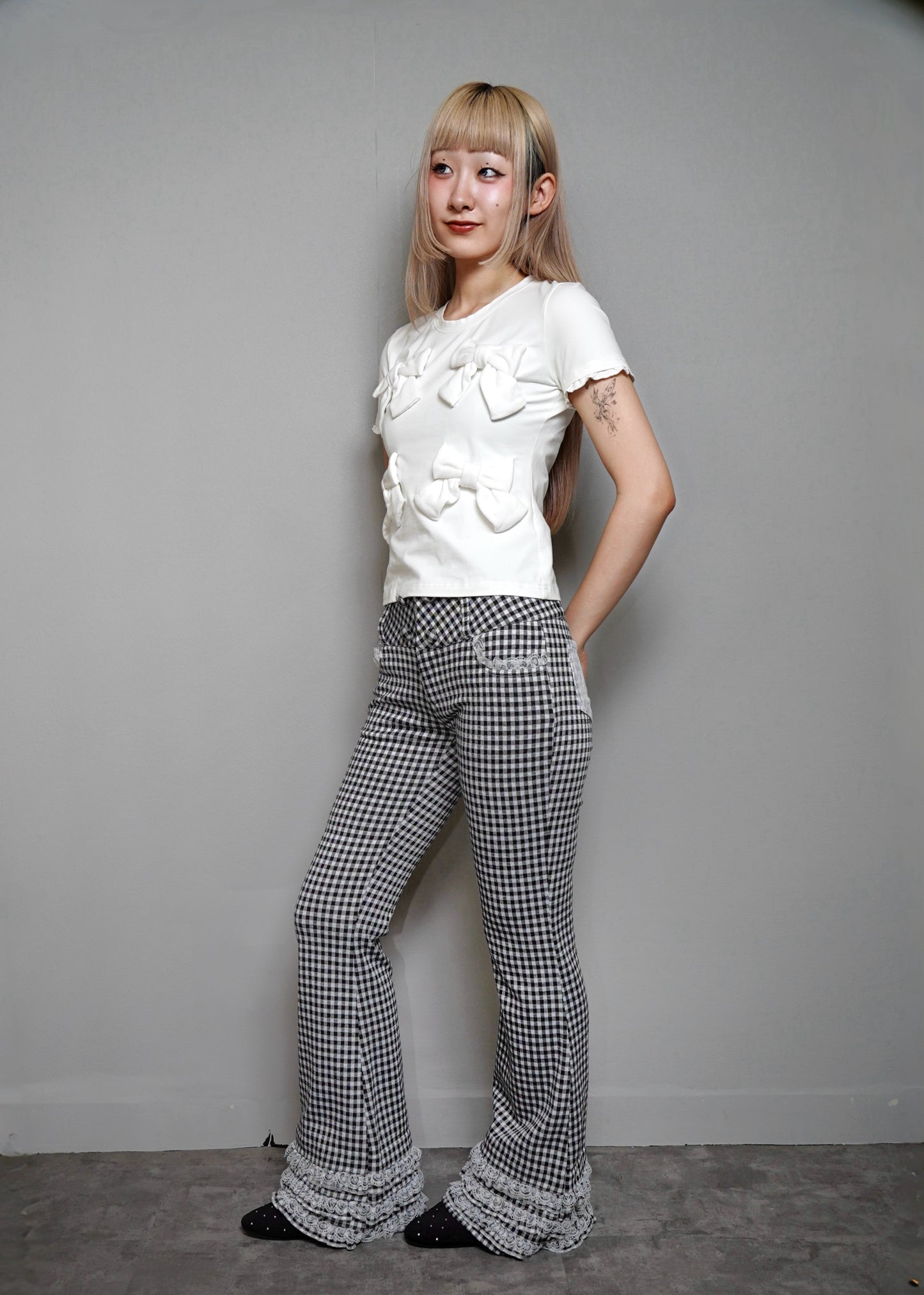 vintage lace gingham pants