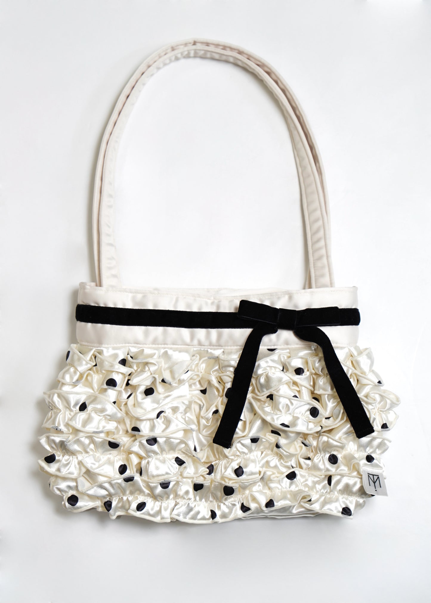 ribbon ruffle satin bag