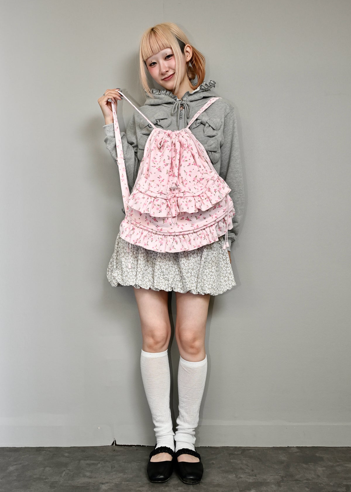 flower waffle frill knapsack
