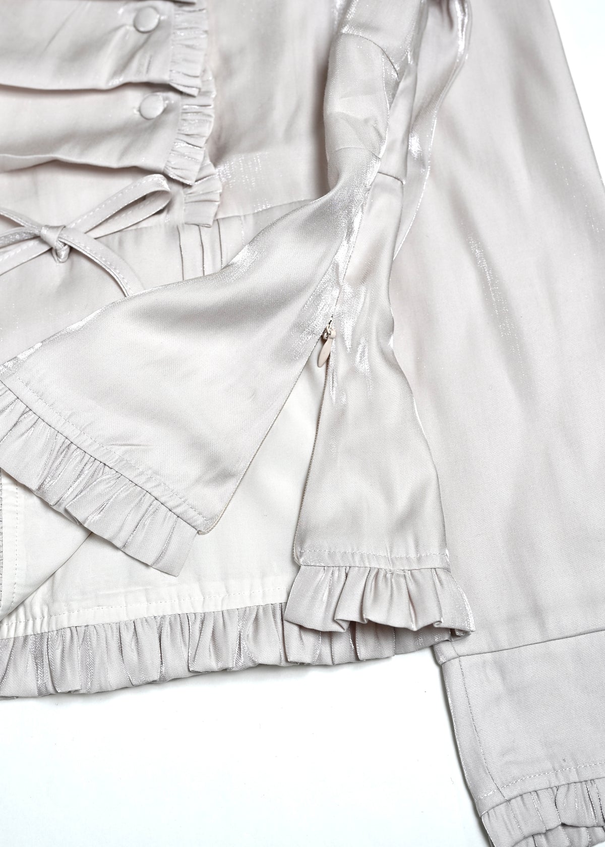 button up shimmer blouse