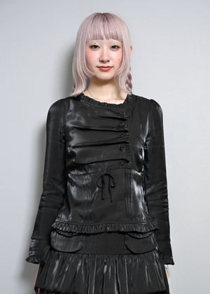 button up shimmer blouse