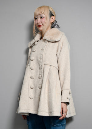 grace fur collar wool long coat