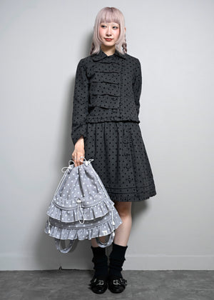 velvet dot woolly frill knapsack