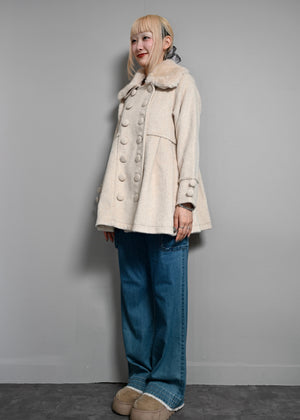 grace fur collar wool long coat