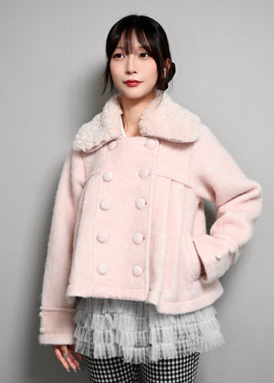 grace fur collar wool coat