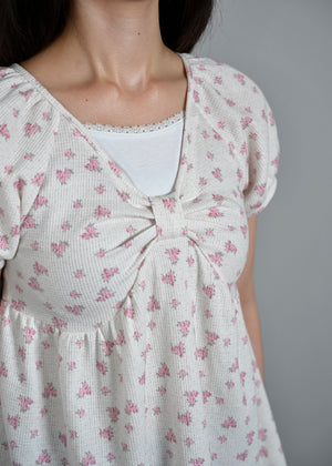 【8月初旬発送】flower waffle ribbon tunic