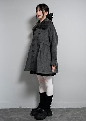 grace fur collar wool long coat