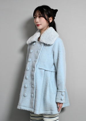 grace fur collar wool long coat
