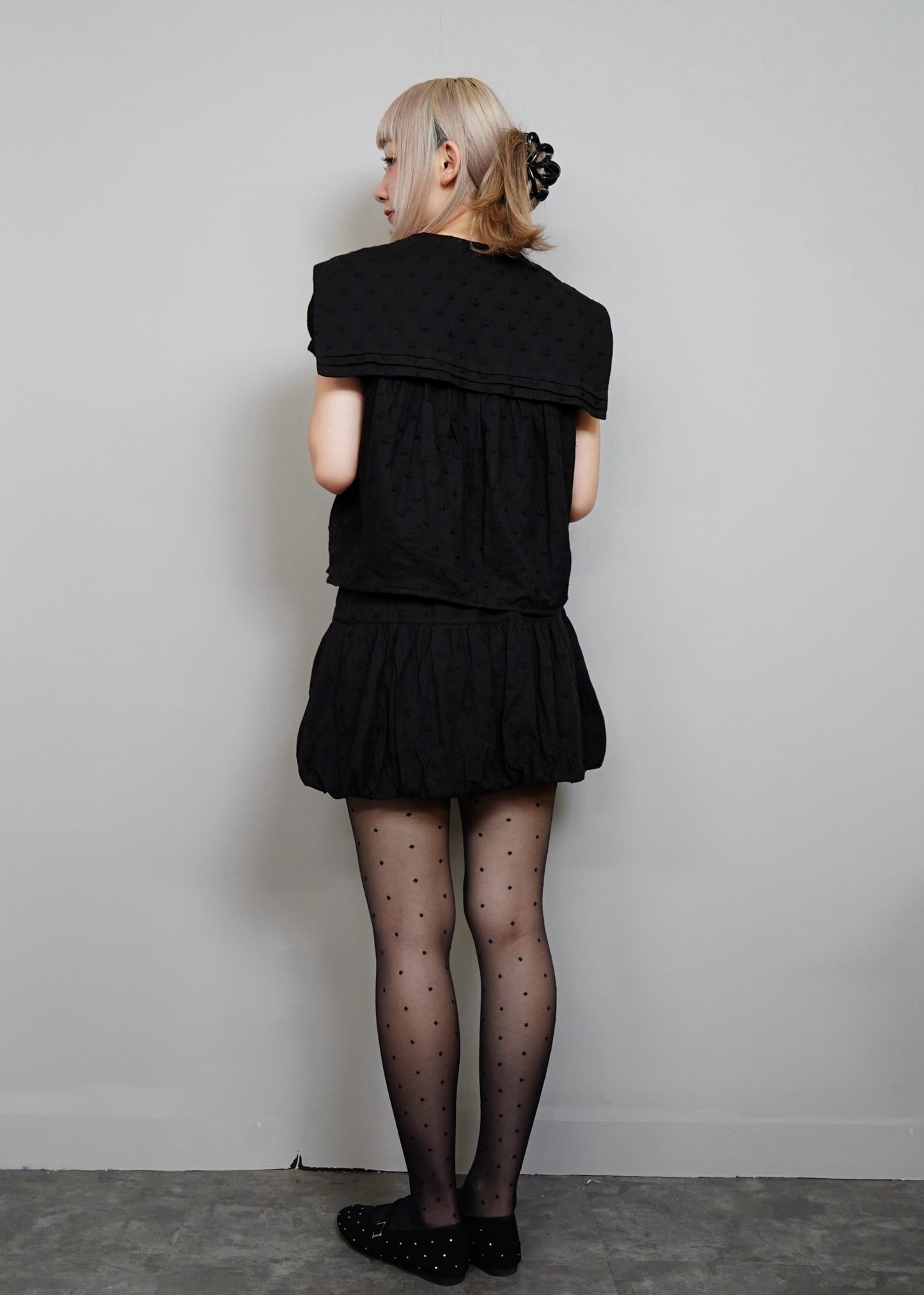 cotton dot stitch sailor blouse