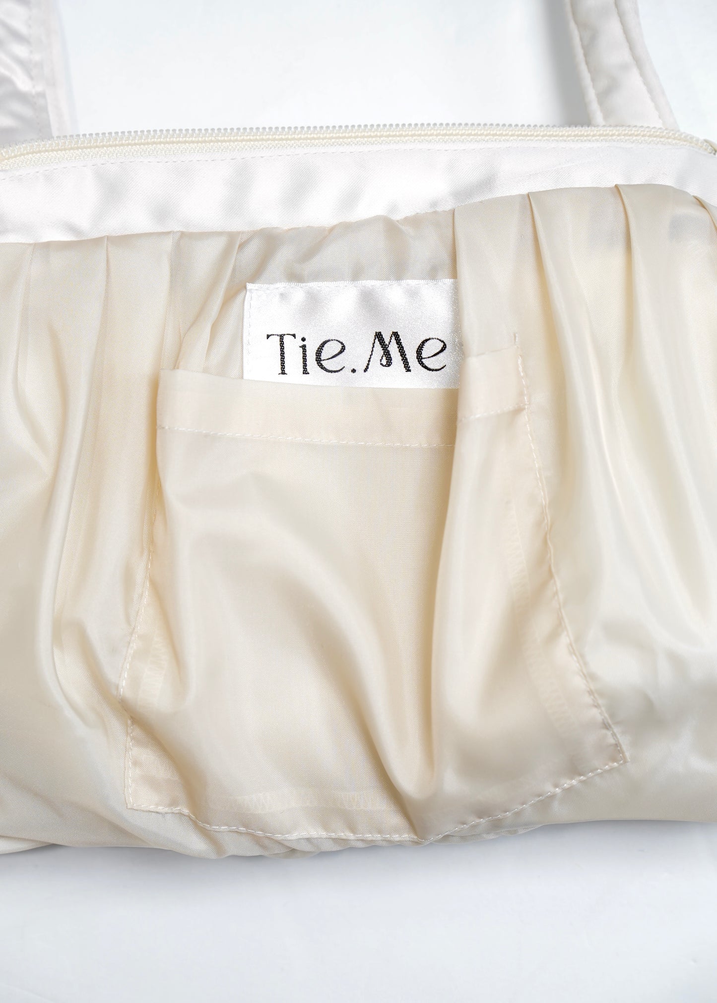 ribbon ruffle satin bag