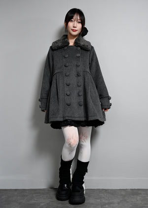 grace fur collar wool long coat