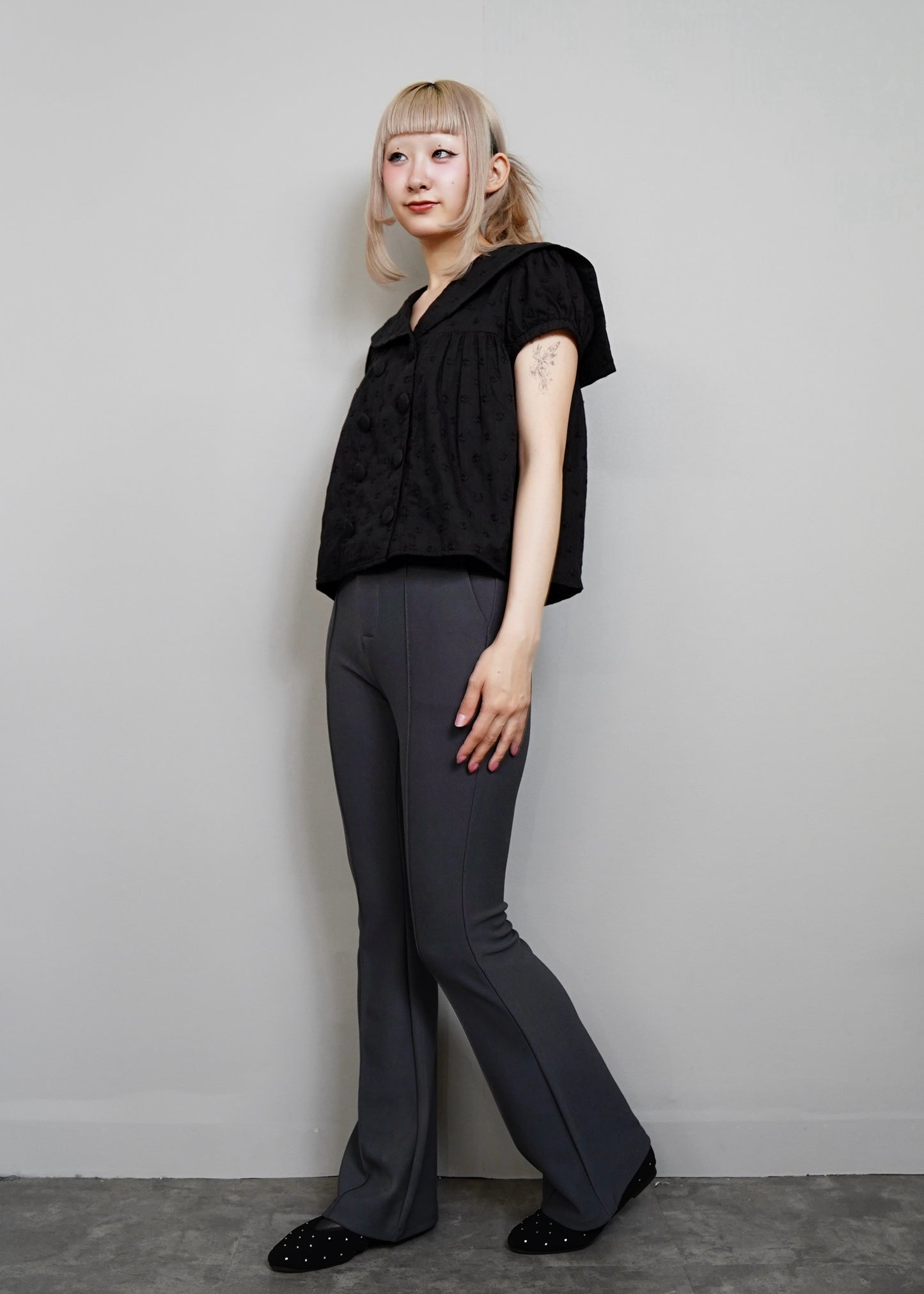 cotton dot stitch sailor blouse
