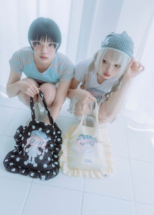【HUHUEE】gallery girl satin frill bag