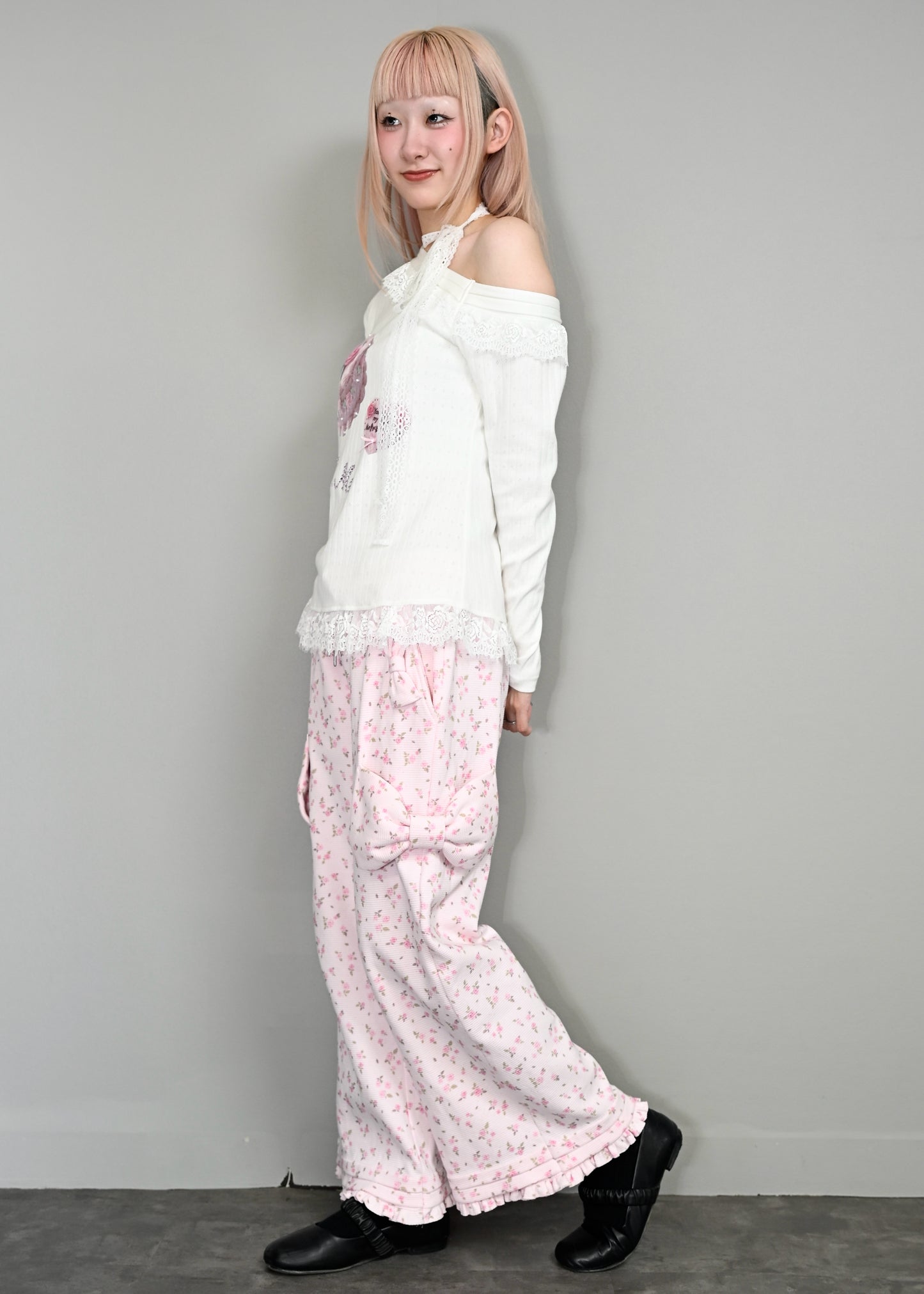 flower waffle ribbonful lounge pants