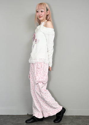 flower waffle ribbonful lounge pants