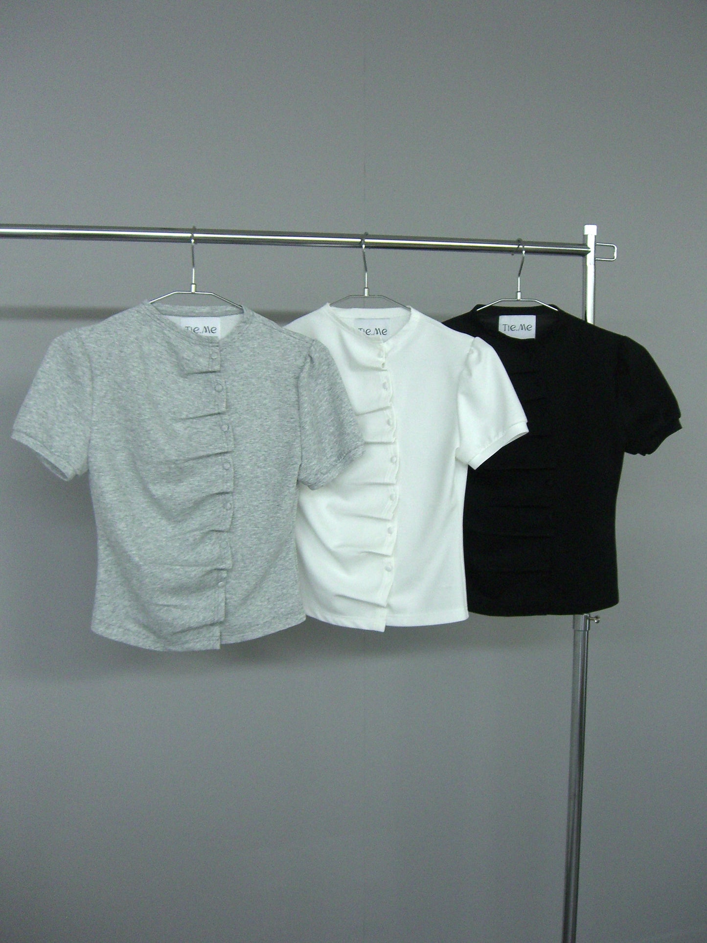 button up T-shirt-GRAY