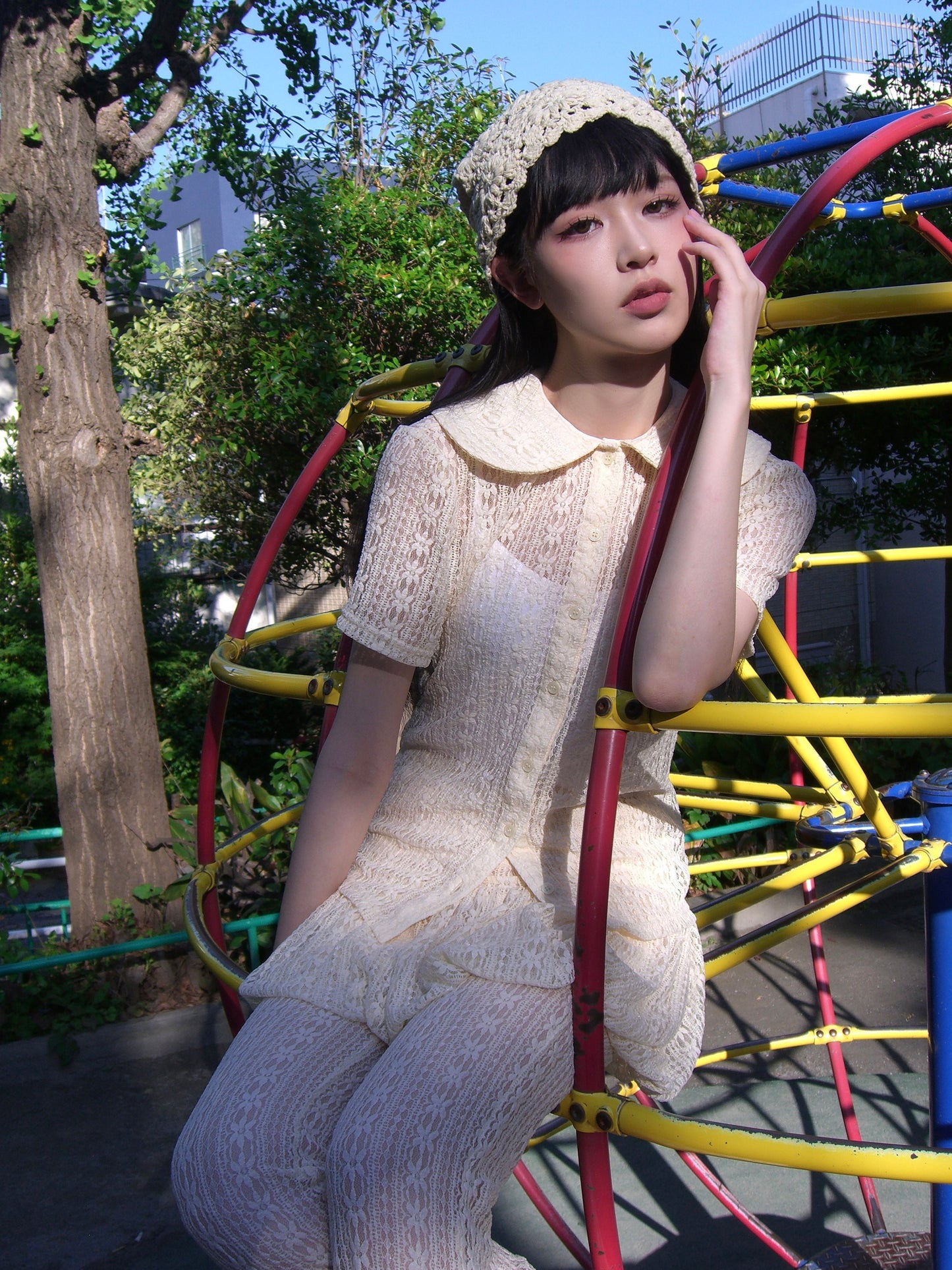 「want to be with lace」blouse-BEIGE