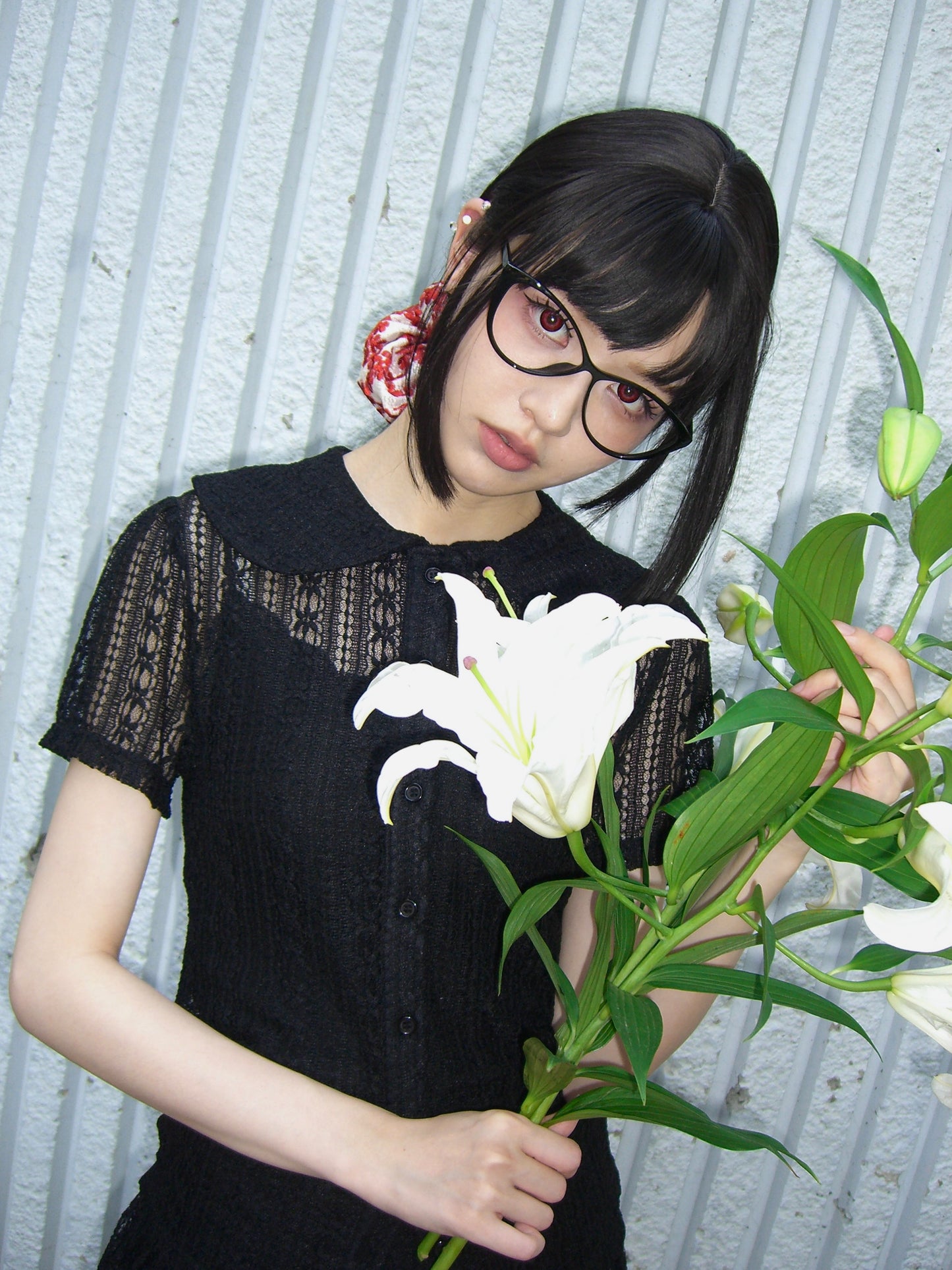 「want to be with lace」blouse-BLACK