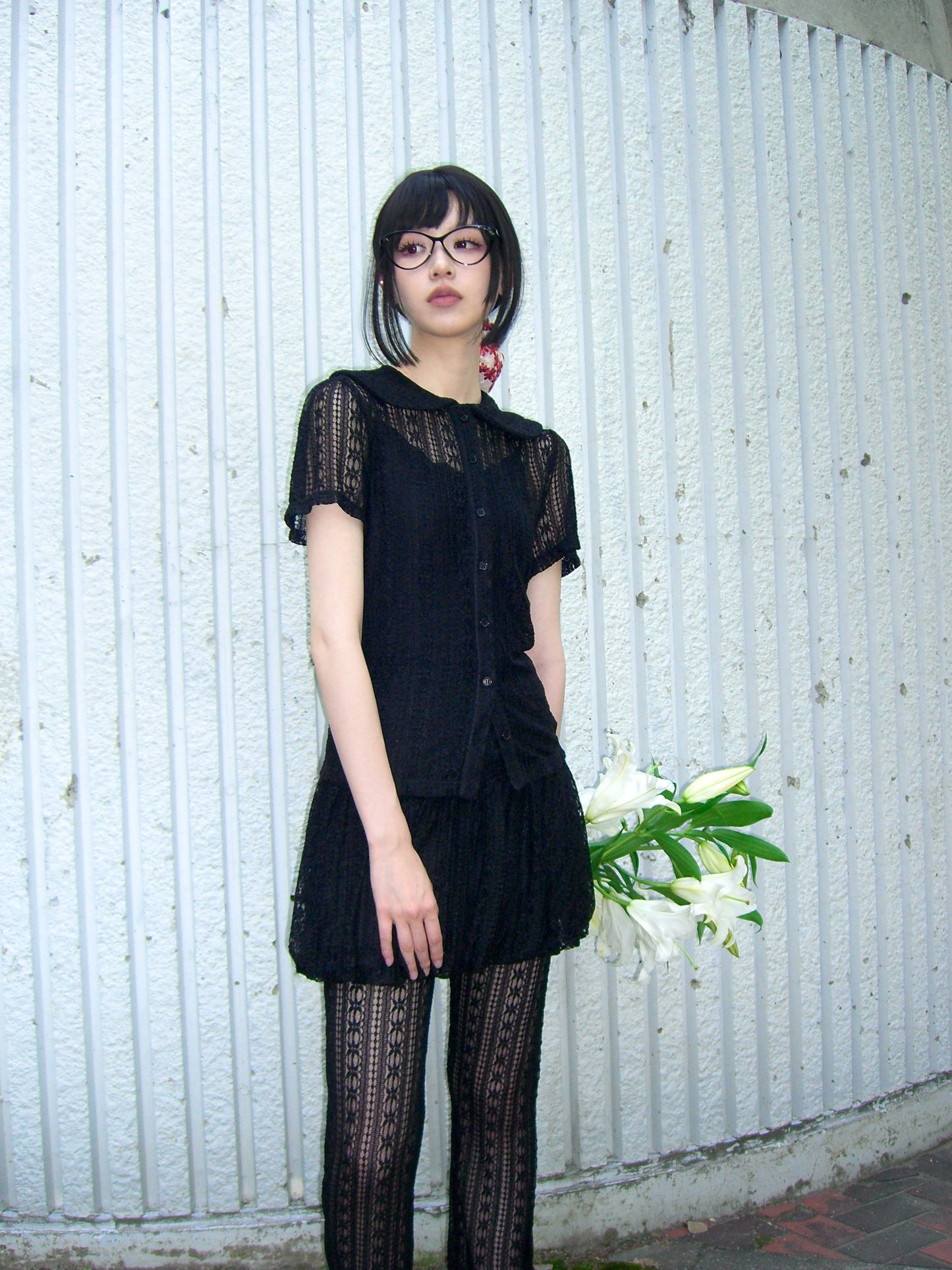 「want to be with lace」blouse-BLACK