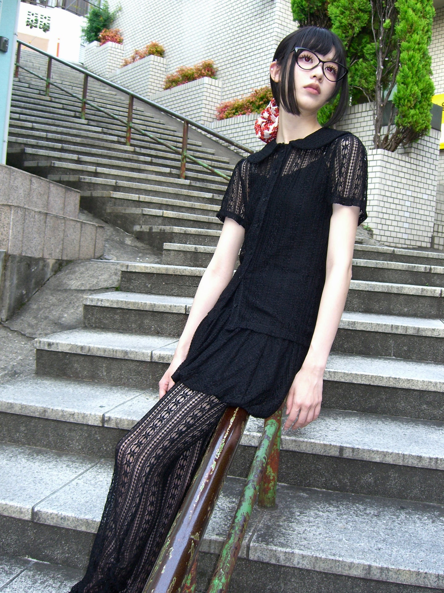 「want to be with lace」blouse-BLACK